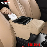 Console Armrest Cushion with Tissue Box And Cup Holder - Beige