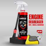 Carraze Engine Degreaser 500ml + Detailing Brush + Microfiber Towel 500GSM (40x40cm)
