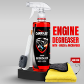 Carraze Engine Degreaser 500ml + Detailing Brush + Microfiber Towel 650GSM (40x40cm)