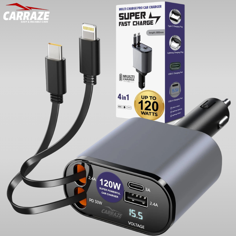 120 Watt 4 in 1 Fast Car Charger