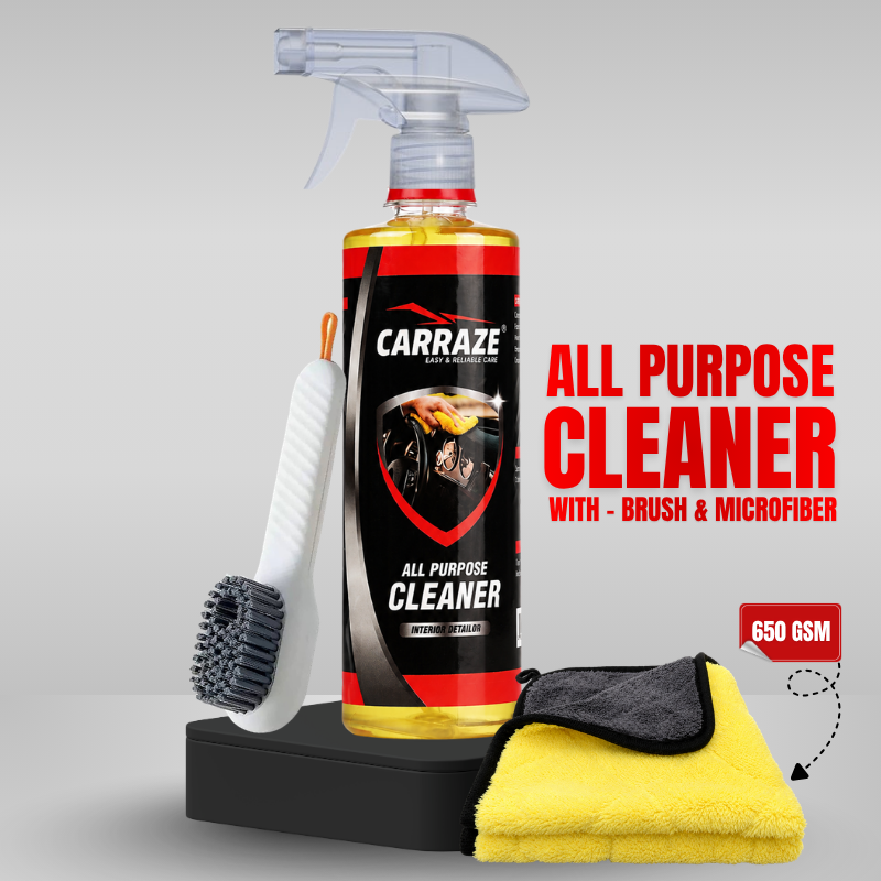 Carraze All Purpose Cleaner 500ml+Detailing Brush+Microfiber Towel 650GSM (40x40cm)