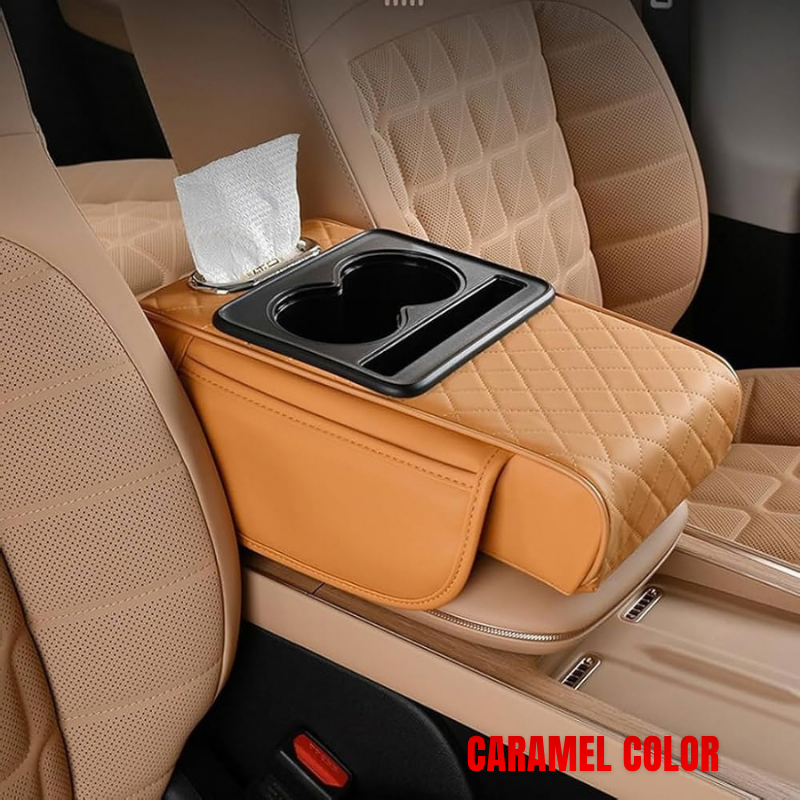 Console Armrest Cushion with Tissue Box And Cup Holder