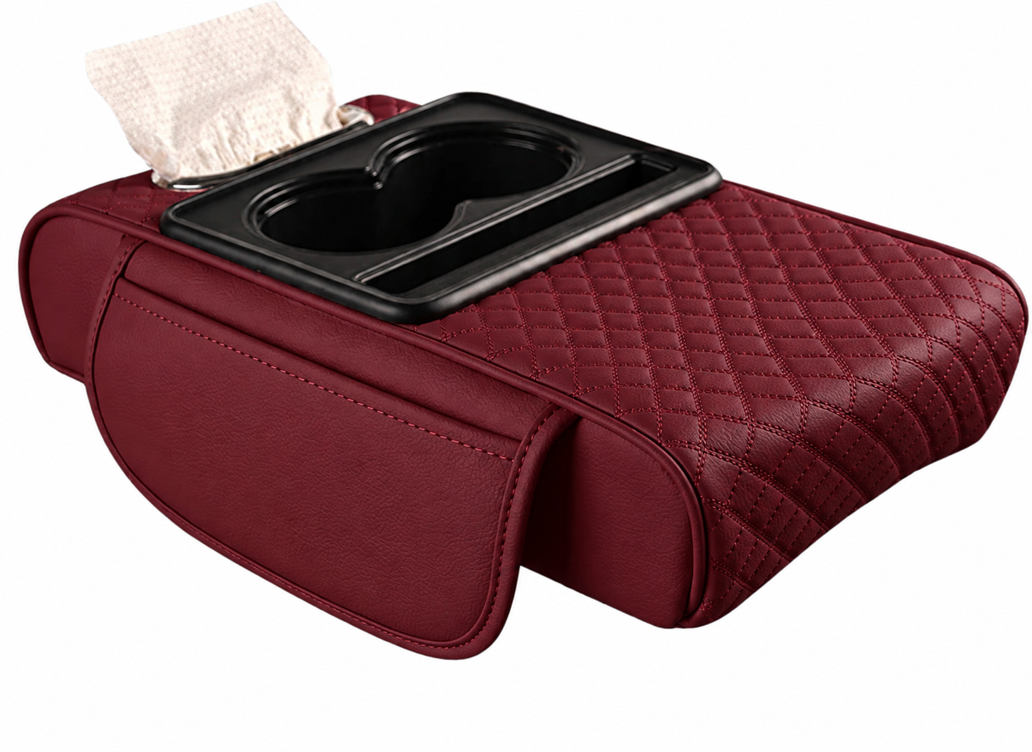 Console Armrest Cushion with Tissue Box And Cup Holder