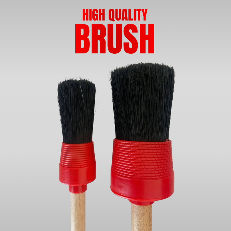 Wooden Soft Detailing Brush Pack of 3 for Car Interior | Carraze