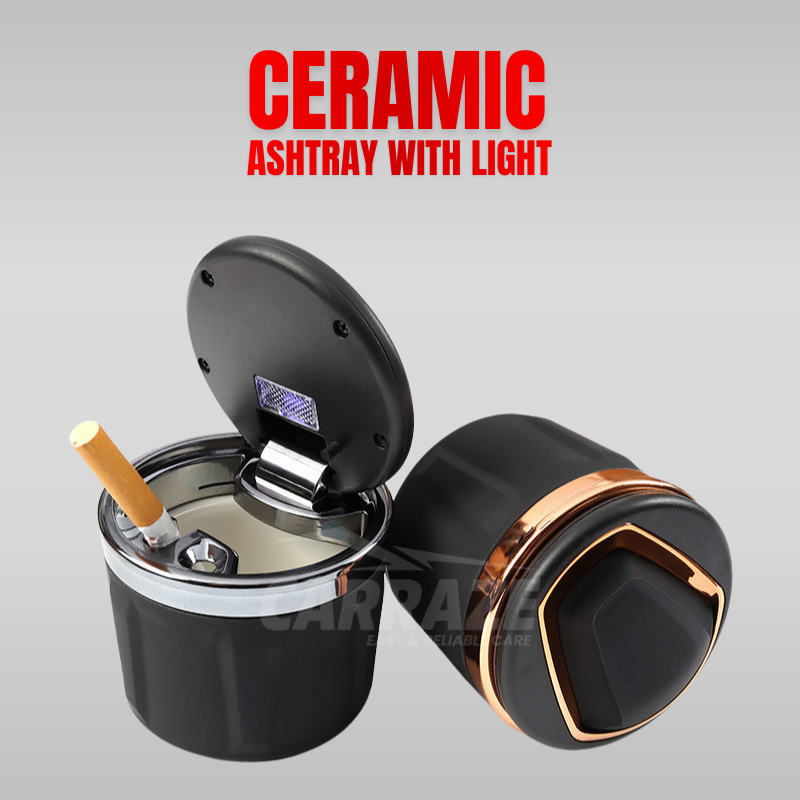 Ceramics Car Ashtray with LED Light (Golden)