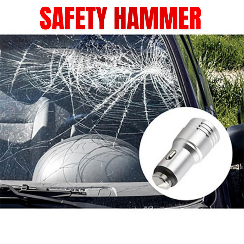 Metal Body Car Charger With LED Display | Safety Hammer