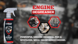 Carraze Engine Degreaser cleaning a car engine, removing tough grease and dirt