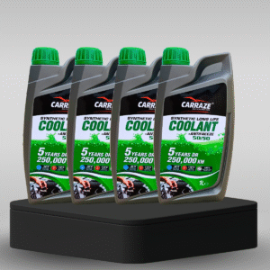 Carraze Synthetic Long Life Green Coolant 50/50 – 1 liter 4 bottles for engine cooling and protection