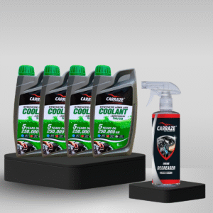 Carraze 4 liters Synthetic long life green coolant 50/50 bottle alongside engine degreaser – engine maintenance combo