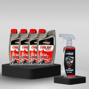 Carraze 4 liter Red Synthetic long life coolant and engine degreaser bottles – engine maintenance and cleaning combo