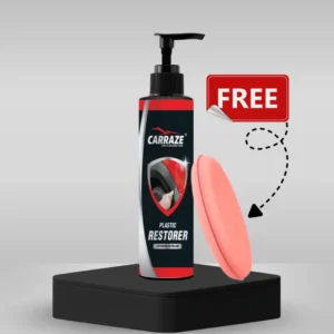 Carraze Plastic Restorer 250ml with applicator foam for restoring faded car plastic trim and bumpers