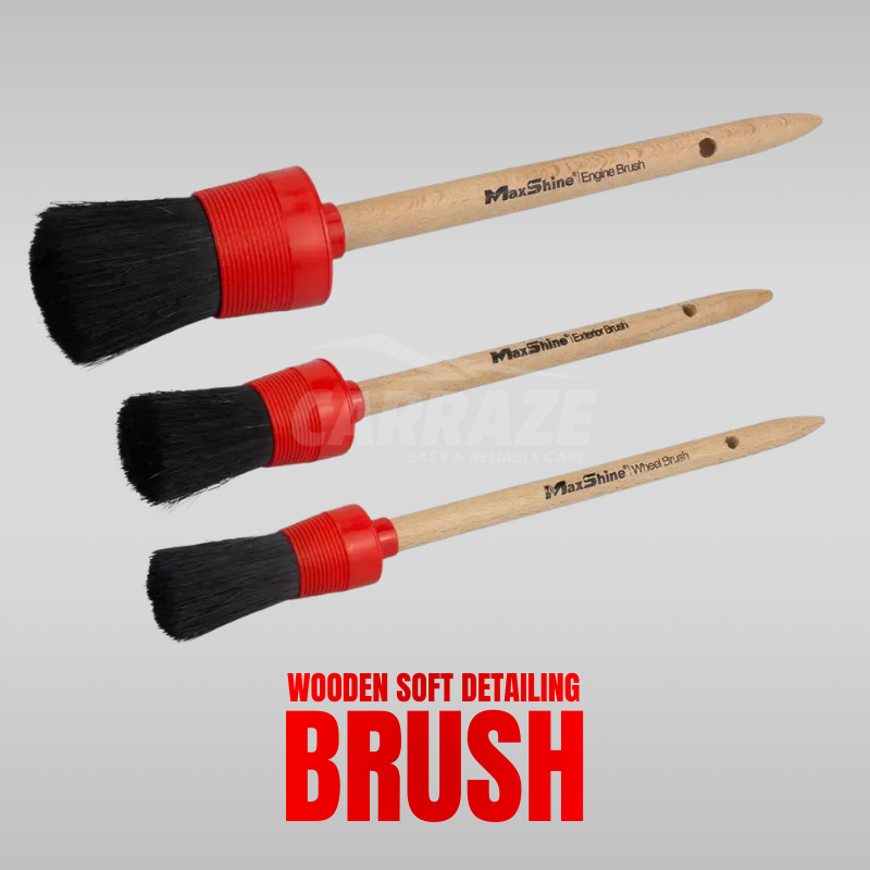 Wooden Soft Detailing Brush Pack of 3 for Car Interior | Carraze
