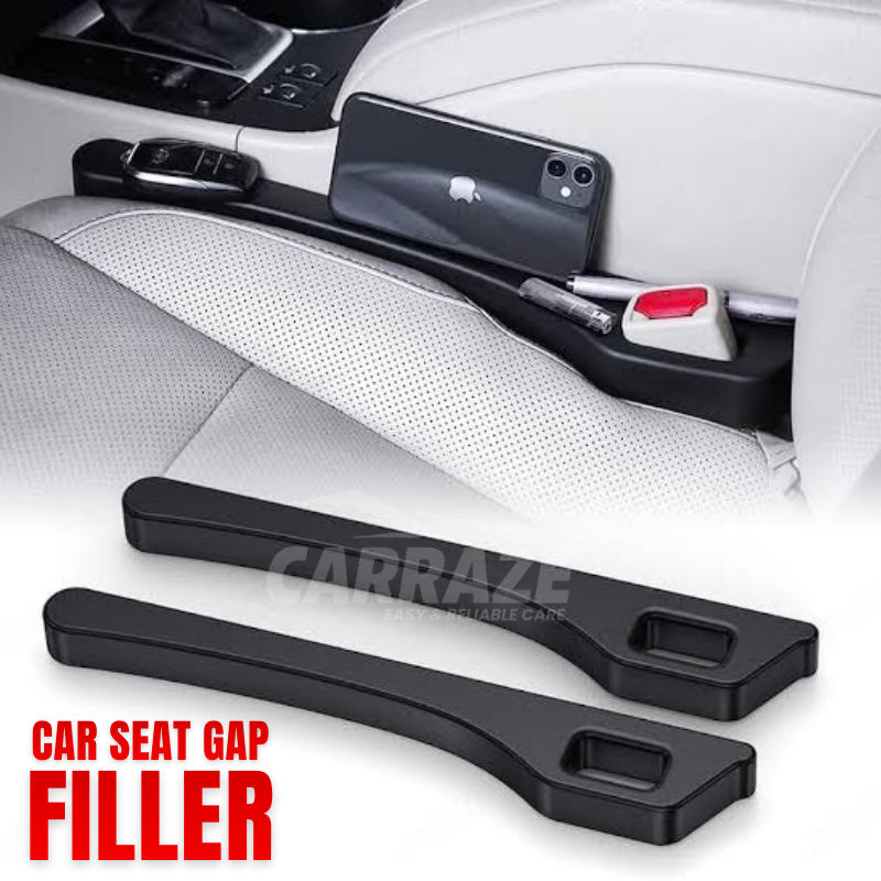 Universal Car Seat Gap Filler 2PC set blocking gap between car seat and center console to prevent phone, coins and keys from falling